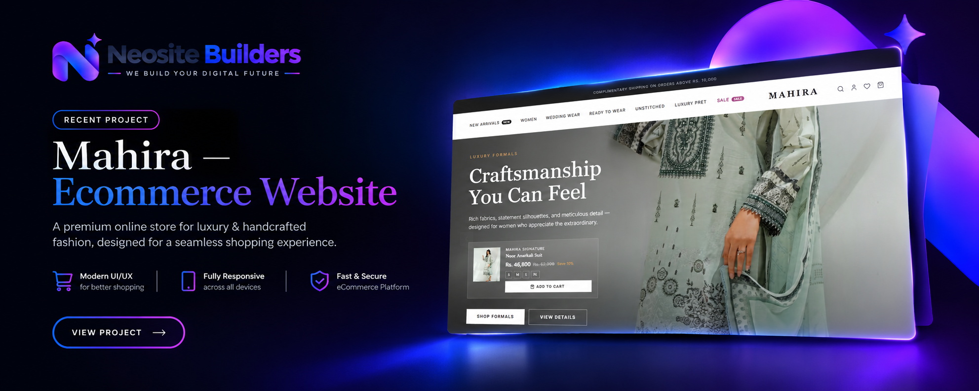 Fashion e-commerce website concept with clothing on a retail rack